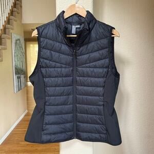 Sweaty Betty Black Quilted Puffer Primaloft Vest with Packable Hoodie Sz XL